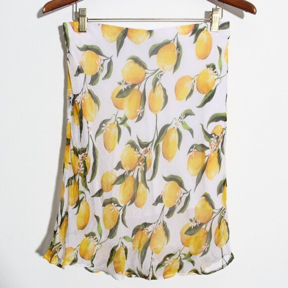 J. Crew Collection Limoncello Lemon Print Mini Skirt Pull-On Yellow White Sz XS - Picture 1 of 13